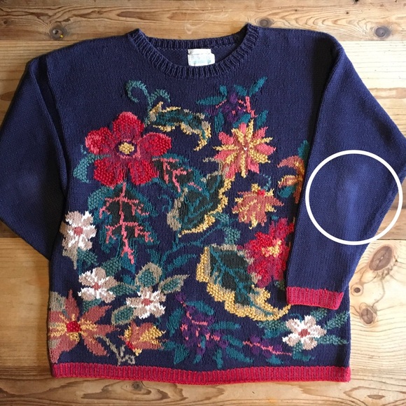 Vintage Van Heusen Navy Floral Sweater - Picture 17 of 17